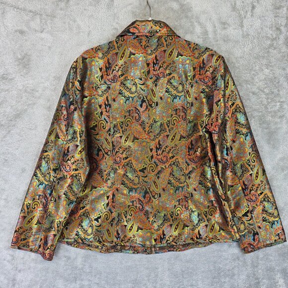 Chicos Jacket Womens Size 1 Multicolor Paisley Brocade Silk Blend Button Up Boho - Picture 12 of 12